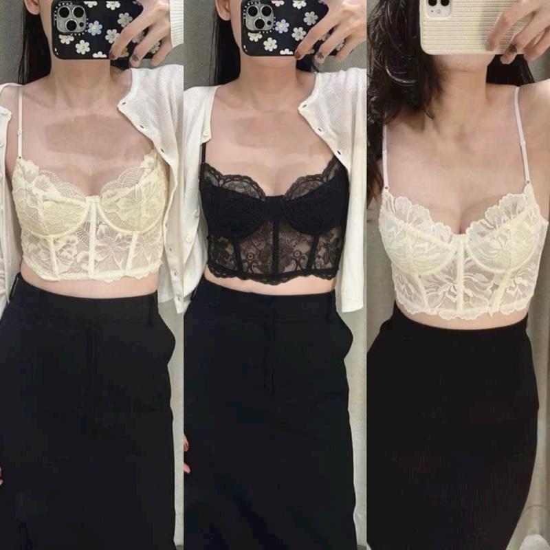 Áo Bra Ren Thiết Kế Có Sẵn Đệm Áo 2 Dây Bra (1223)