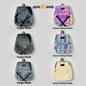 Awaking Tas Ransel Reflektif Menyala Pria Wanita Remaja Sekolah Backpack Reflective Laptop Gaya Modern Bahan Unik
