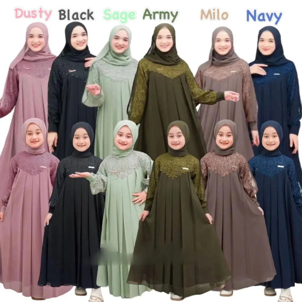 [ 𝐁𝐈𝐆 𝐒𝐄𝐋𝐋𝐄𝐑 ] GAMIS MUSLIM WANITA SYAR'I SET HIJAB IBU DAN ANAK INARA DRESS UKURAN S/M/L/XL