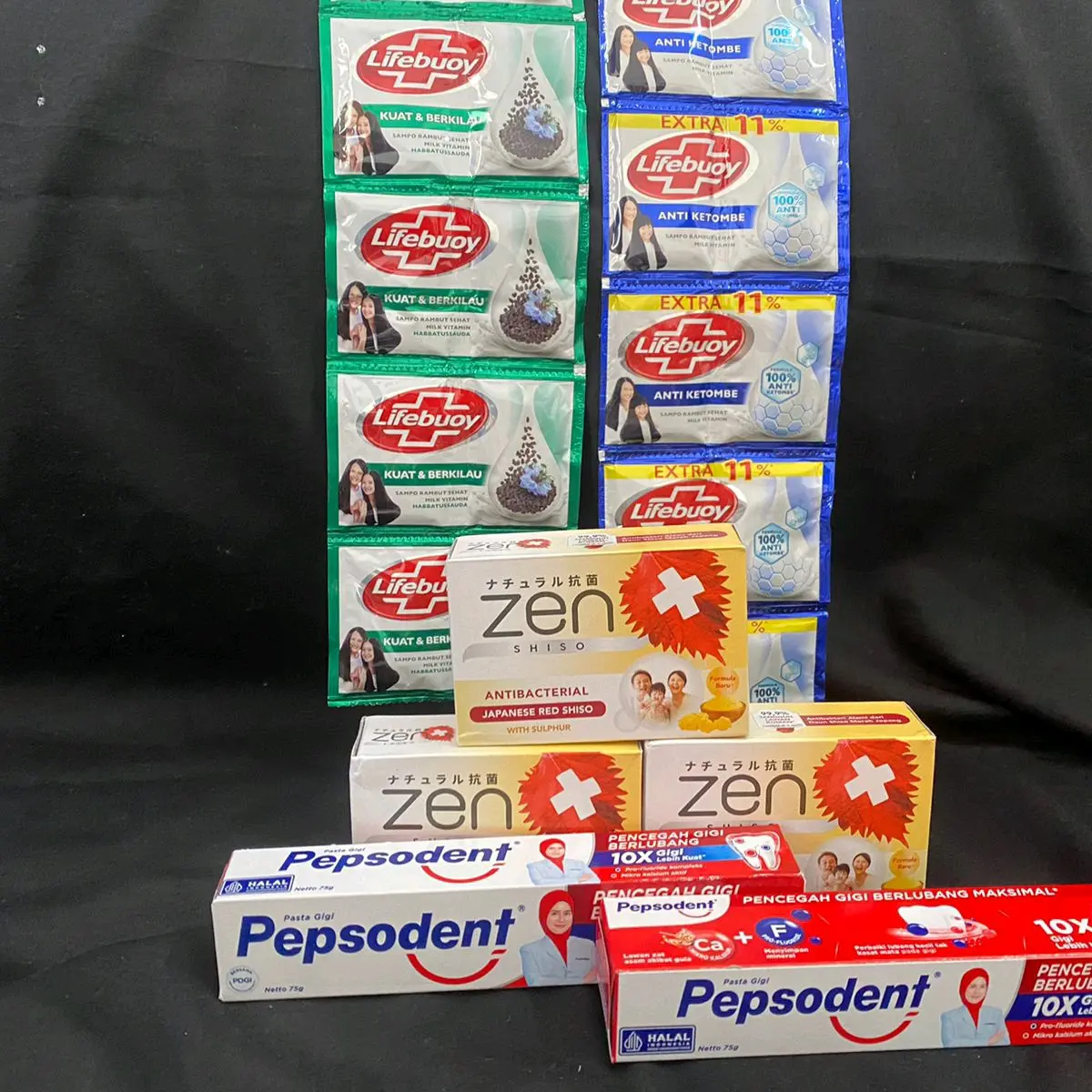 Sabun Zen 3pcs Pepsodent 2 pcs + Lifebouy 2 Renceng Paket Mandi Lengkap