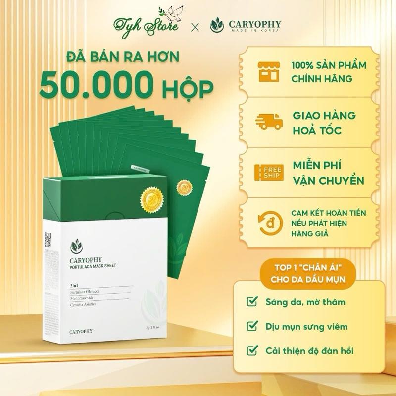 MẦN ĐẸP x TYH STORE Combo mặt nạ dưỡng ẩm giảm mụn mờ thâm Caryophy Portulaca Mask Sheet