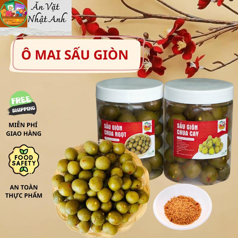 Ô Mai Sấu Giòn Hà Nội Tặng Muối Chấm Chua Ngọt+ Chua Cay - Sấu Dầm Ngon - Không Chất Bảo Quản - Đồ Ăn Vặt - Sấu Giòn Cay - Món Ngon Giới Trẻ - Đồ Ăn Vặt Chua Cay - Ô Mai Nhật Anh