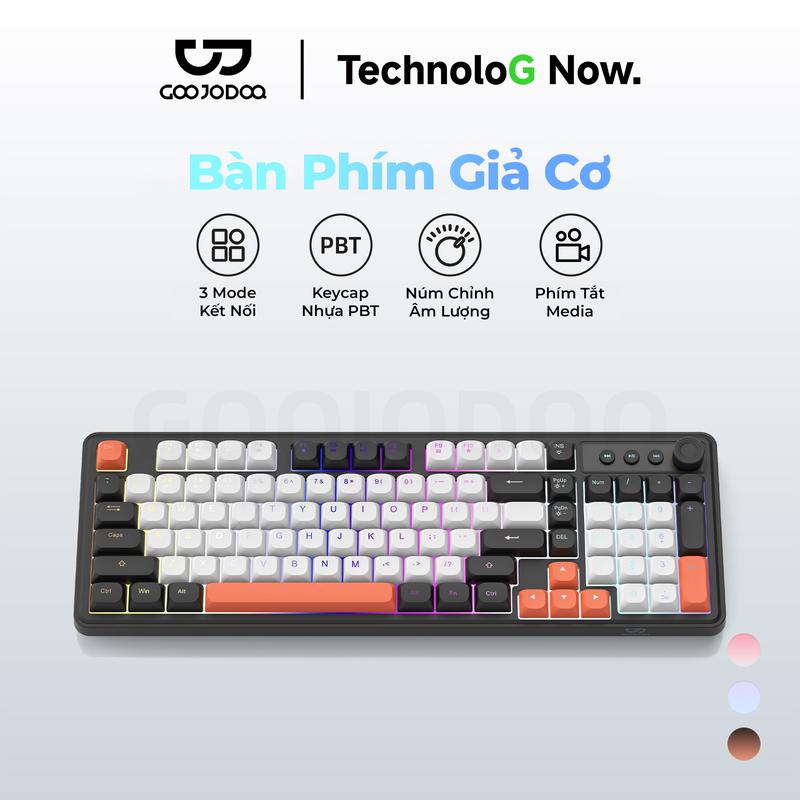 [GOOJODOQ*KOL/KOC】Bàn phím, 3 mode kết nối , keycap nhựa PBT, nút chỉnh âm