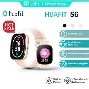 【COD & Garansi 1 tahu】Huafit S6 Jam Smartwatch supports Bluetooth , health monitoring, multiple sports modes, 1.83-inch HD touch screen Layar , IP67 waterproof, oval dial, stylish and elegant Ponsel