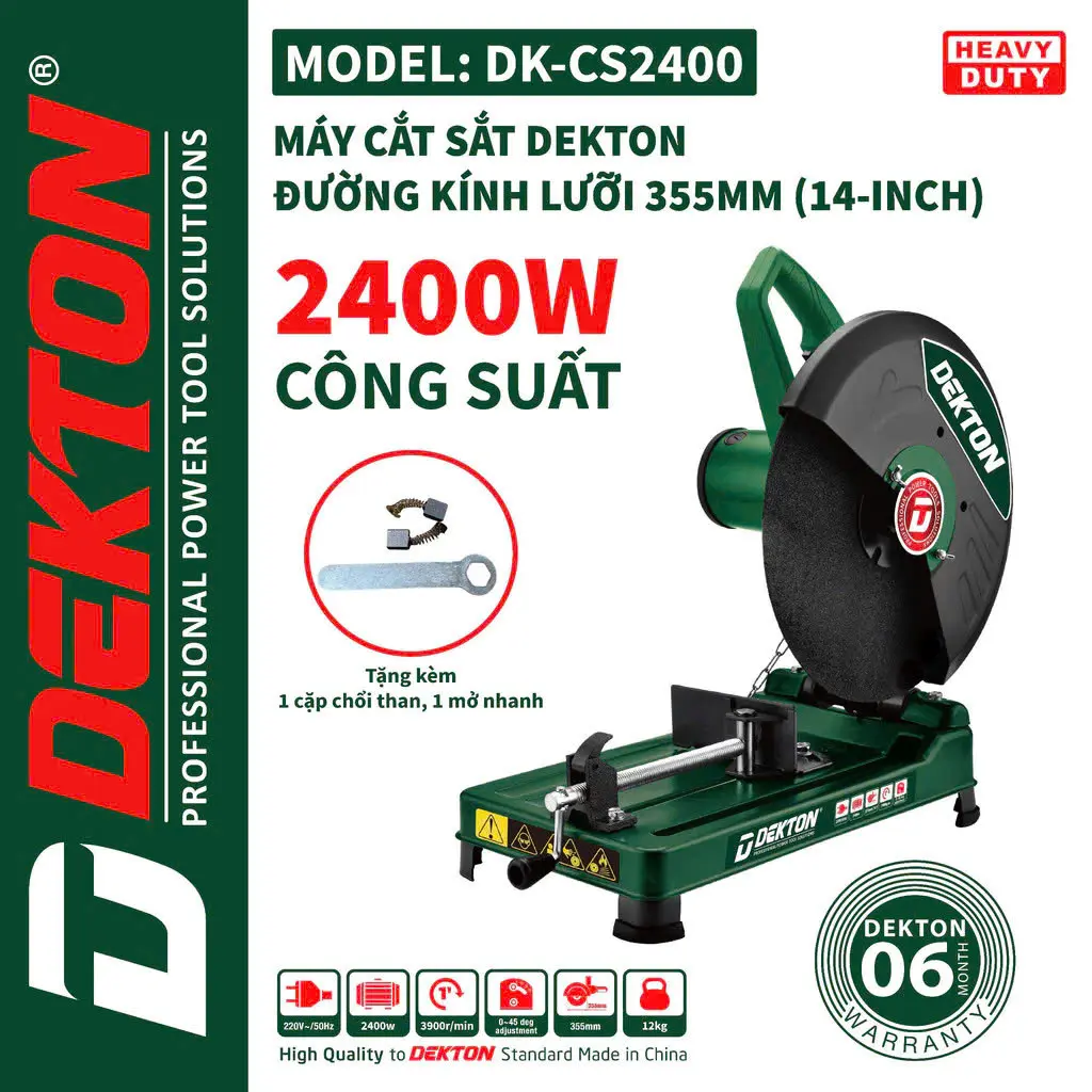 Máy cắt sắt Dekton DK-CS2400 - 2400w - Bảo hành 12 tháng - Đường kính lưỡi 355mm - Phụ kiện đi kèm