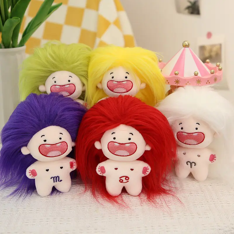 Gantungan Kunci Boneka kawai Gantungan tas Gantungan kunci boneka monster lucu zodiac