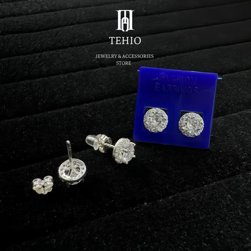  Khuyên tai nụ tròn nam nữ đính đá 4 size Tehio jewelry Store THJ5679 