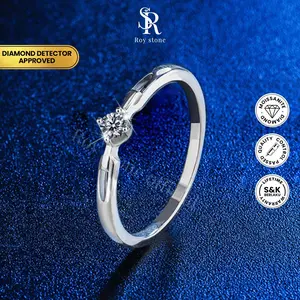 Roystone_Moissanite Cincin/Gelang/Kalung/Anting Wanita Original Sertifikat GRA Silver925 Lapis Emas18K_Lovita 0,3CT