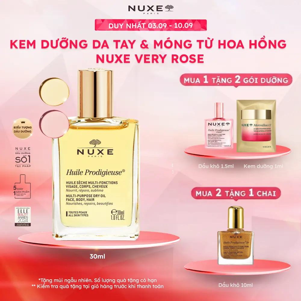 DẦU KHÔ ĐA NĂNG NUXE HUILE PRODIGIEUSE MULTI-PURPOSE DRY OIL 30ML