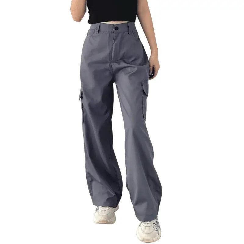 Celana Cargo Wanita Kekinian Highwaist Loose Premium Cargo Pants Pinggang Karet Melar 4
