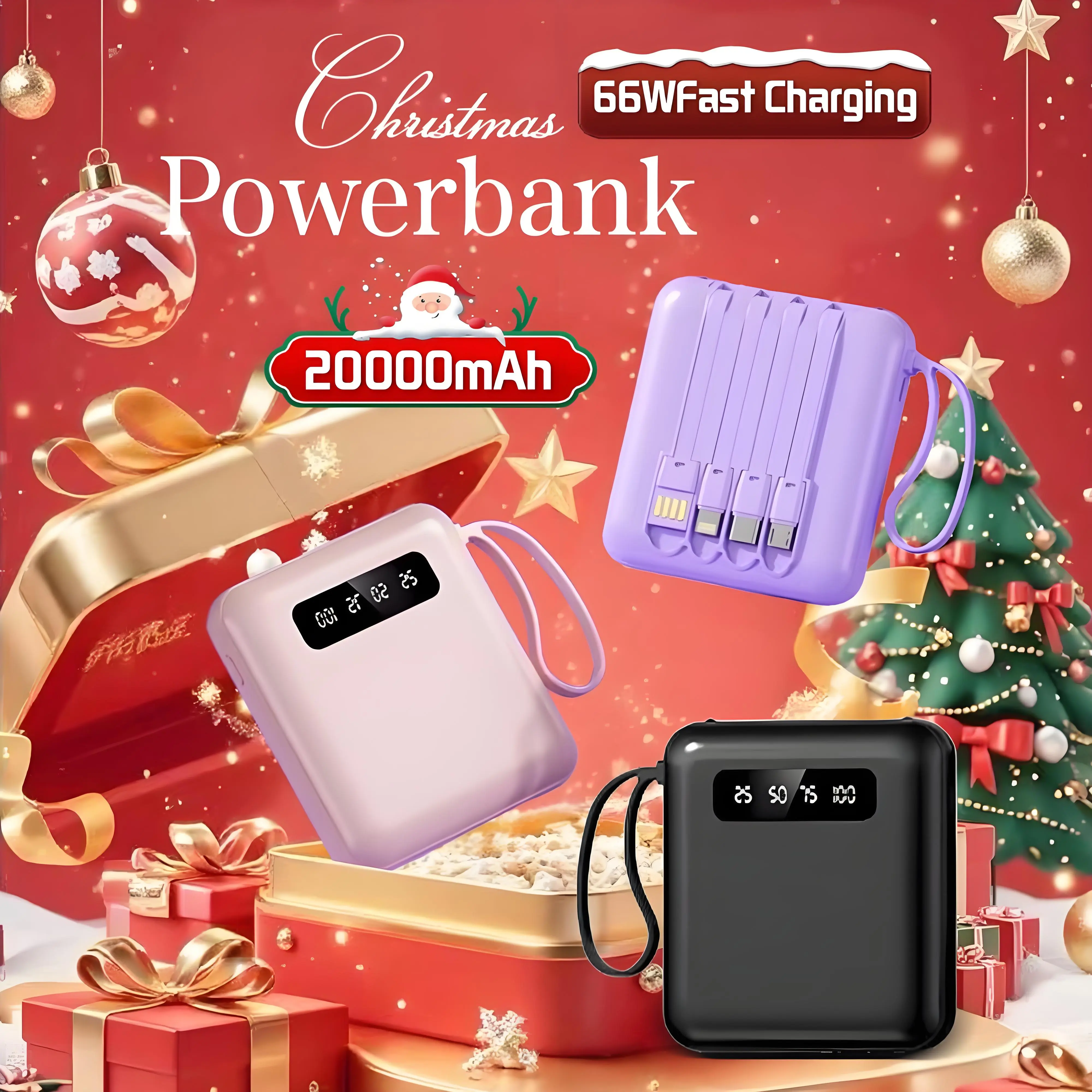 【COD】Hot Sale 20000mAh Mini Power Bank with 4 USB Ports Fast Charging and LED Display, Portable for iOS/Android Phone Charging - Power Bank Charger Pink (Free Shipping)