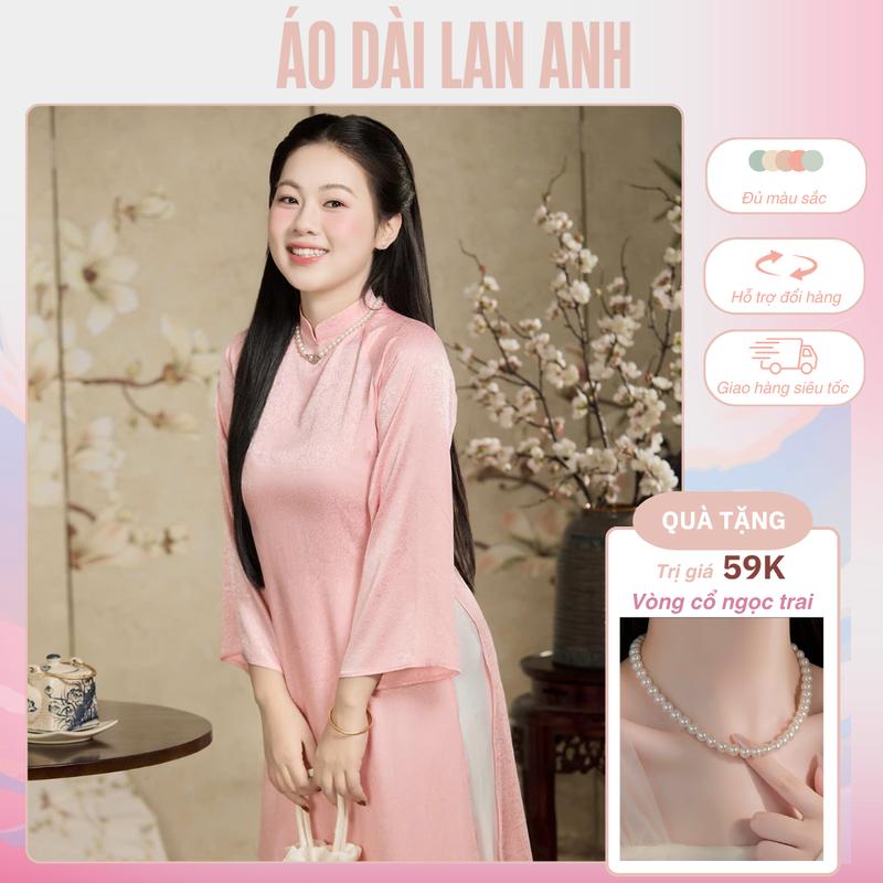 ( Tặng Vòng Ngọc ) Áo Dài Cách Tân Dáng Suông, Vải Gấm Cao Cấp Họa Tiết Hoa Hồng, Phù Hợp Dịp Lễ Tết, Cưới Hỏi, Chụp Ảnh