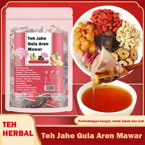 Teh Jahe Gula Aren Mawar， Minuman Herbal Jahe Gula Aren dengan Mawar