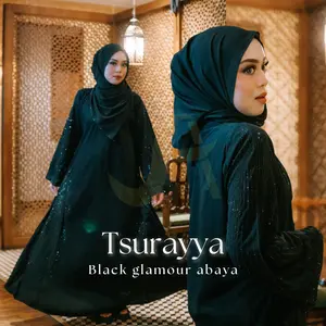 [BISA COD | HANYA ABAYA] Tsurayya Black Abaya Glamour