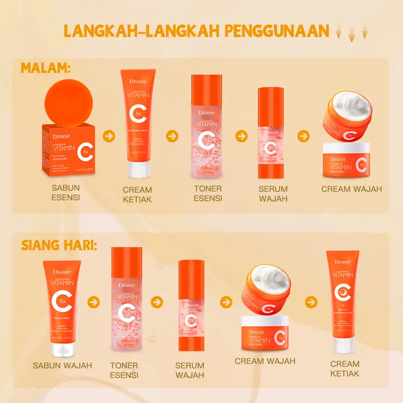 【Bpom】Disunie 5x VITAMIN C pencuci muka+serum muka pencuci muka*2 Acne-Jerawat Deep Cleanser 100g Moisturizer pelembab wajah gentle facial wash Kusam Mencerahkan Membersihkan Acid Cleansing Perawatan Extract Berjerawat Hyaluronic Aging Niacinamide 4