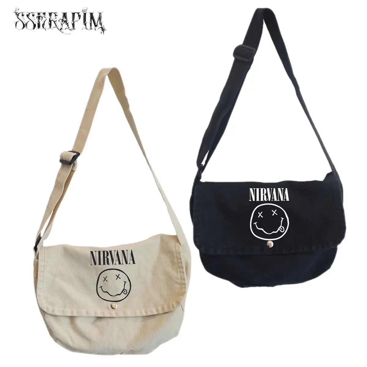 ￼Sserapim - Nirvana Bag Tas Distro Tas Canvas Tas Selempang Skena Tas Canvas Tas Pria Kece Tas Canvas Wanita Tas Canvas Slingbag Tas Canvas Tote Bag Tas Canvas Korean Style Y2K Tas Selempang Pria