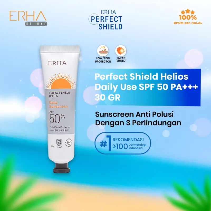 ERHA Sunscreen Sunblock PERFECT SHIELD HELIOS SPF 50/PA+++ Daily Use / Tabir Surya Extract Wajah 0
