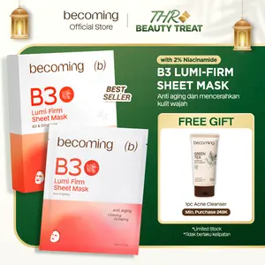 becoming B3 Lumi-Firm Sheet Mask 30ml 2% Niacinamide | Masker Wajah | Sheet Mask | Face Mask | Masker Anti Aging | B3 Sheet Mask | Mencerahkan dan Meremajakan Kulit Wajah dengan Niacinamide, Alpha Arbutin & Ginseng | Awet Muda | Glowing