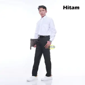 1 paket isi 3 celana Kain formal panjang slimfit kerja kantor bahan Semi wool hitam navy abu Muda Pria Chino Kantong dalam