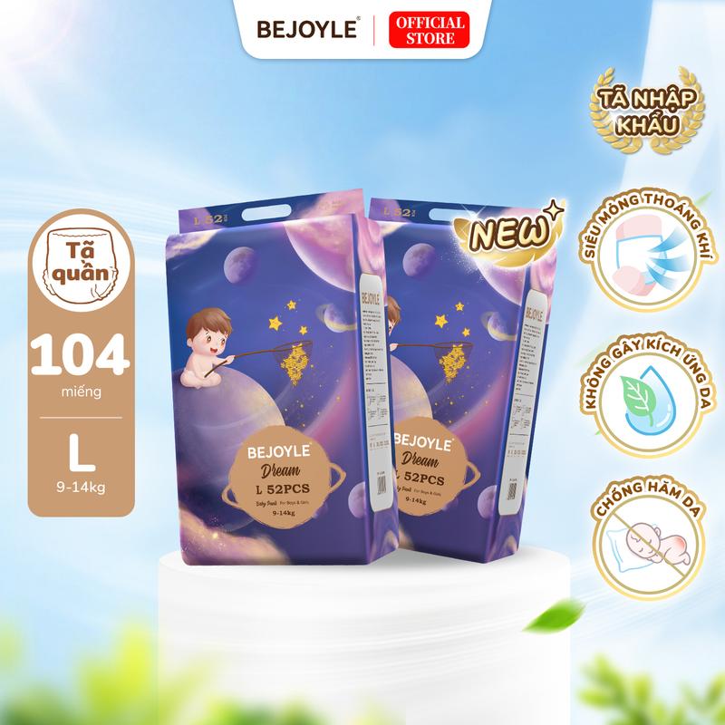 Combo 2 bịch Tã/bỉm quần Bejoyle nhập khẩu cao cấp size S/M/L/XL/XXL/XXXL/4XL Bejoyle tã bé bỉm dán quần bỉm tã quần cho bé bỉm trẻ em bỉm Bejoyle 120 miếng quần Bộ Trẻ mới tập đi | 2mm mỏng, mềm mại, thấm khí, thấm hút, giữ khô