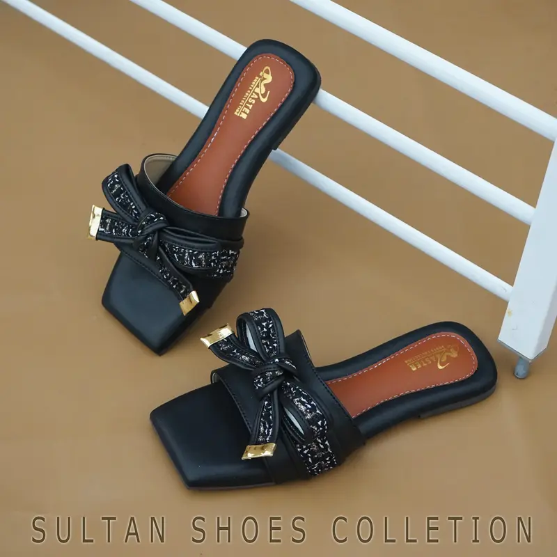 Sultan Shoes Gaya Style Korean Sandal Teplek Wanita Flat Tali Dasi Pita Anyam Premium Kekinian Terbaru | Sendal Slop Slip On Elegan Strip Pita Bahan Kobe Premium | Sndal Santai Casual Terbaru 2025 5