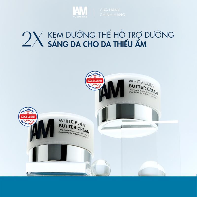 COMBO 2 Hũ Kem Dưỡng Thể 200G Hỗ Trợ Dưỡng Trắng Cho Da Thiếu Ẩm IAM White Body Butter Cream