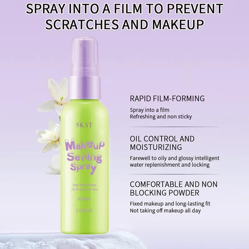 60ml Makeup Setting Spray Anti Noda, Anti Keringat, Makeup Tahan Lama, Matte, Melembabkan, Facial Mist, Setting Spray, Pembentukan Film Cepat, Cepat Menyegarkan, Finishing Spray, Menyegarkan, Tidak Lengket, Semprotan Pengunci Makeup yang Sangat Kuat 12 5