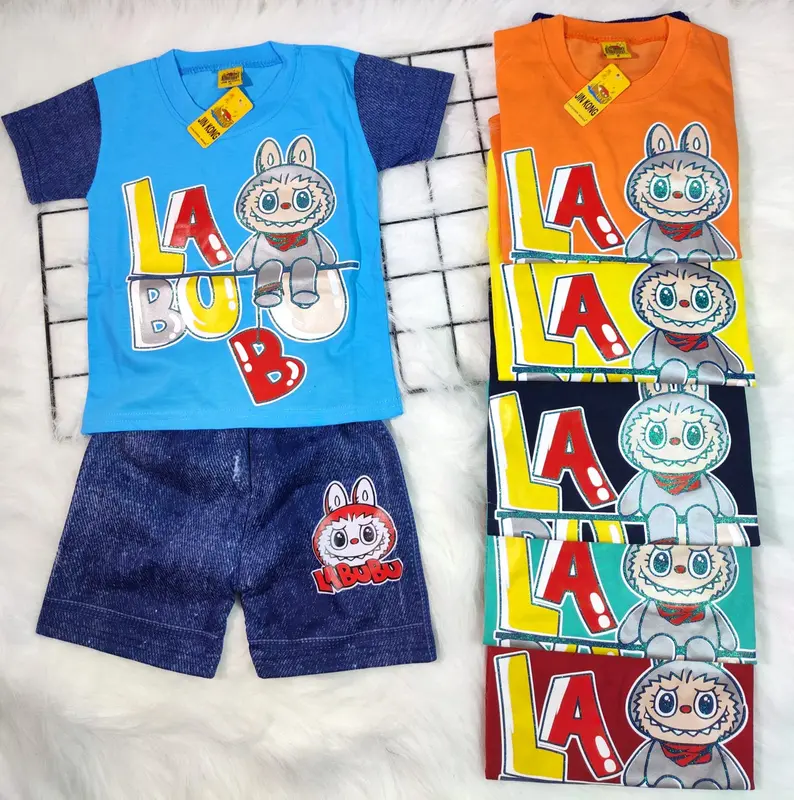 GROSIR 3PCS Set Duga Labubu viral Baju Kaos Labubu PAket Hemat Fashion 5