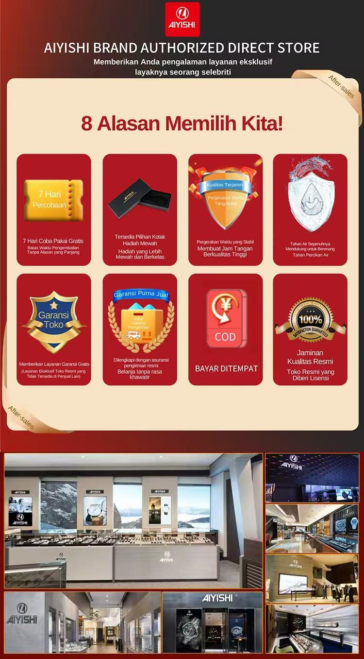 Jam Tangan Pria AIYISHI Tipe Olahraga Multi-Fungsi dengan Mesin Kuarsa Otomatis, Kaca Jam Warna Hitam, Bahan Stainless Steel, Tahan Air 30 Meter, Garansi 2 Tahun-1806