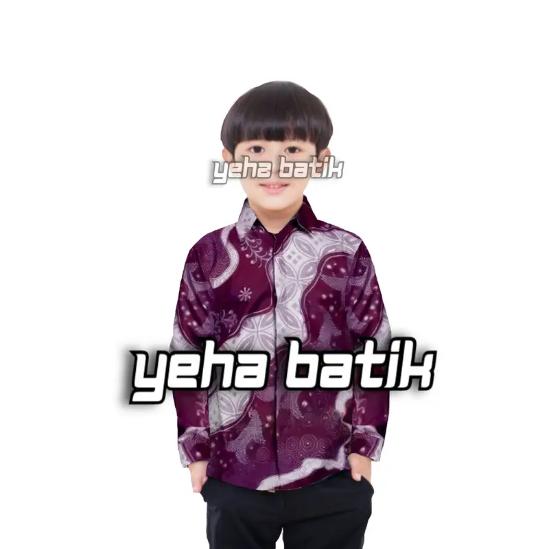 Terbaru Couple Batik Ayah dan Anak Laki laki || Kemeja Batik Pria Dewasa dan Anak Laki laki Modern Terbaru Warna Burgundy 3