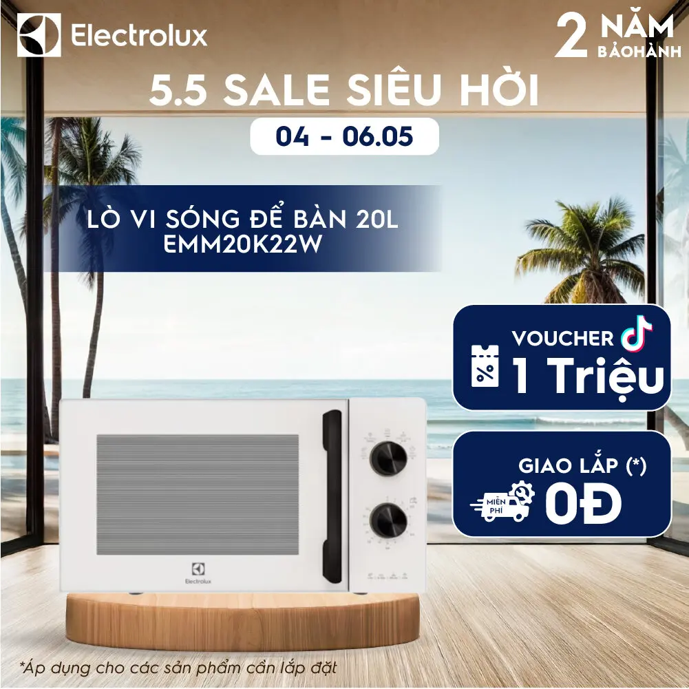 Lò vi sóng để bàn Electrolux UltimateTaste 300 20L - EMM20K22W - Công suất lớn 800W