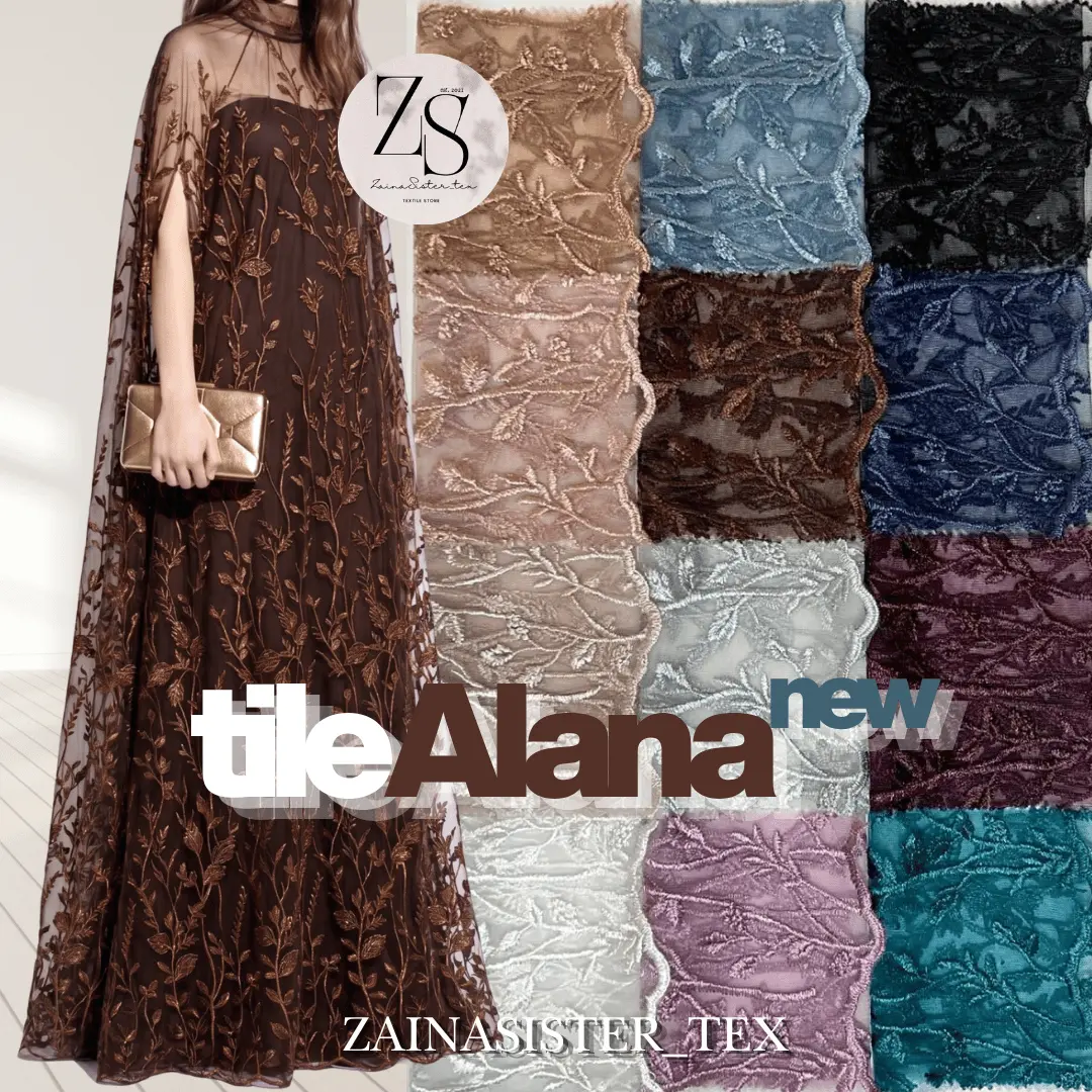 1/2 Meter Bahan Kain Kebaya Brokat Tile Motif Bunga Alana Series Motif Bunga Salur