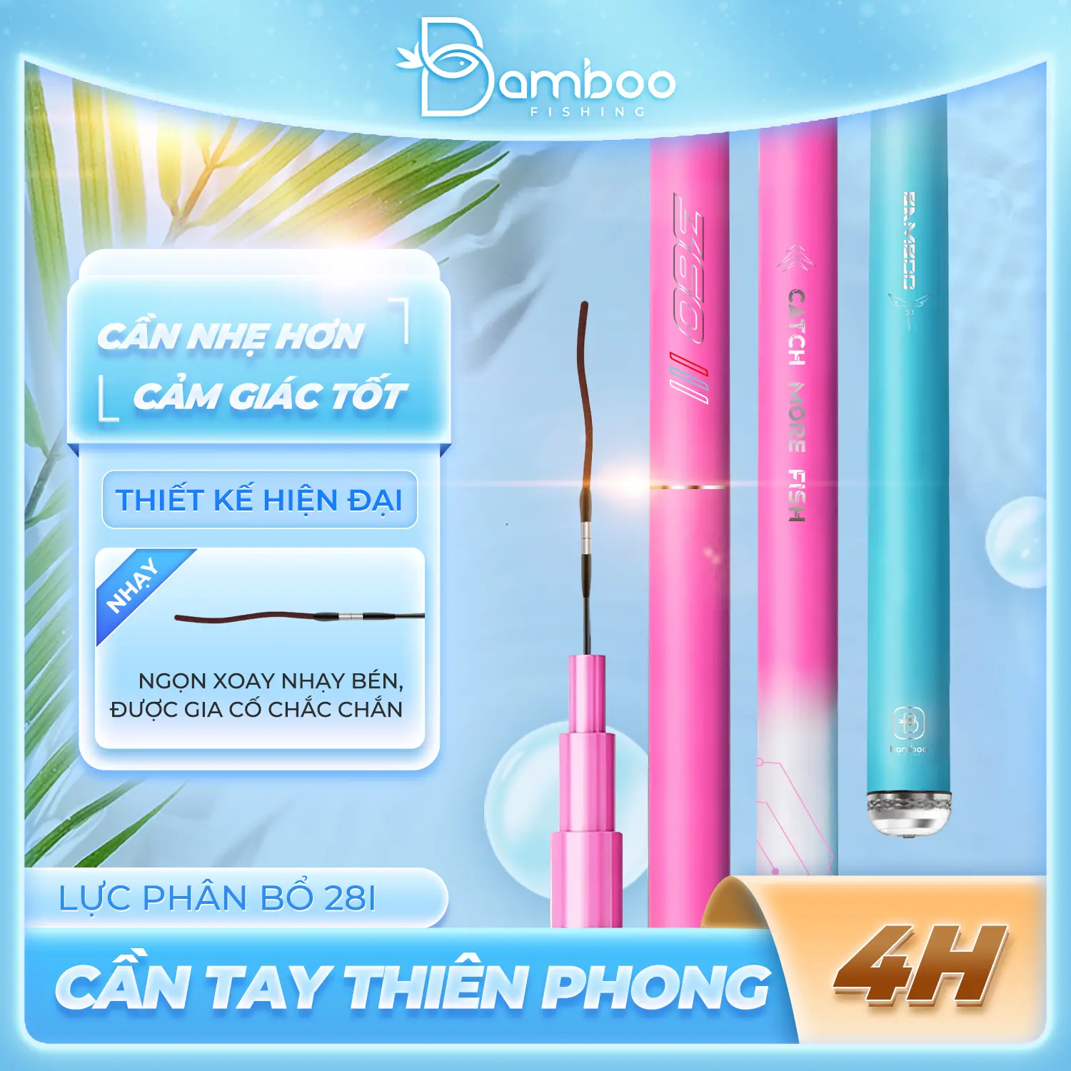 Cần Câu Tay Bamboo Thiên Phong 4H 28i. Carbon