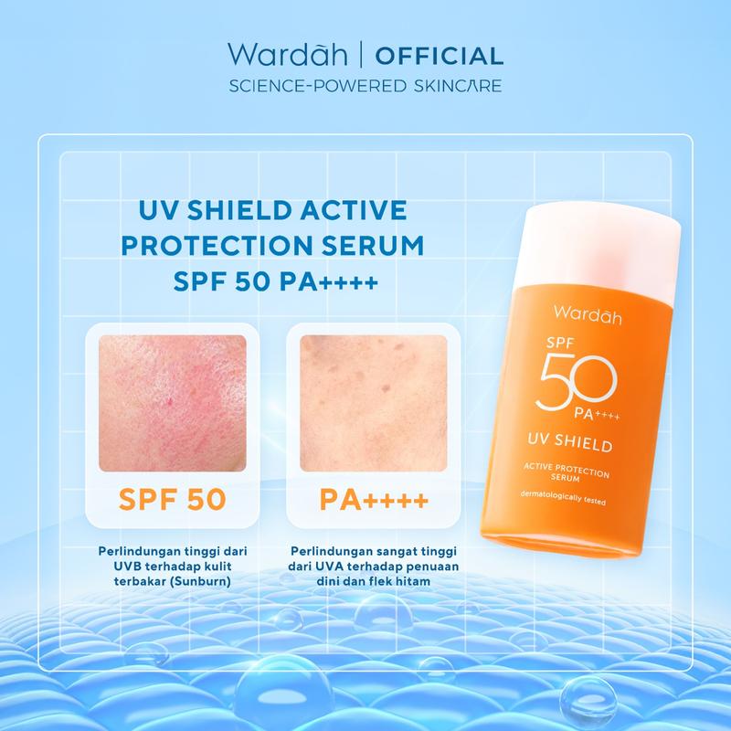 WARDAH UV Shield Active Protection Serum SPF 50 PA ++++ 35 ml - Sunscreen Wajah 0% Alkohol dan Waterproof - Tekstur Ringan - Untuk Semua Jenis Kulit - Skincare 3