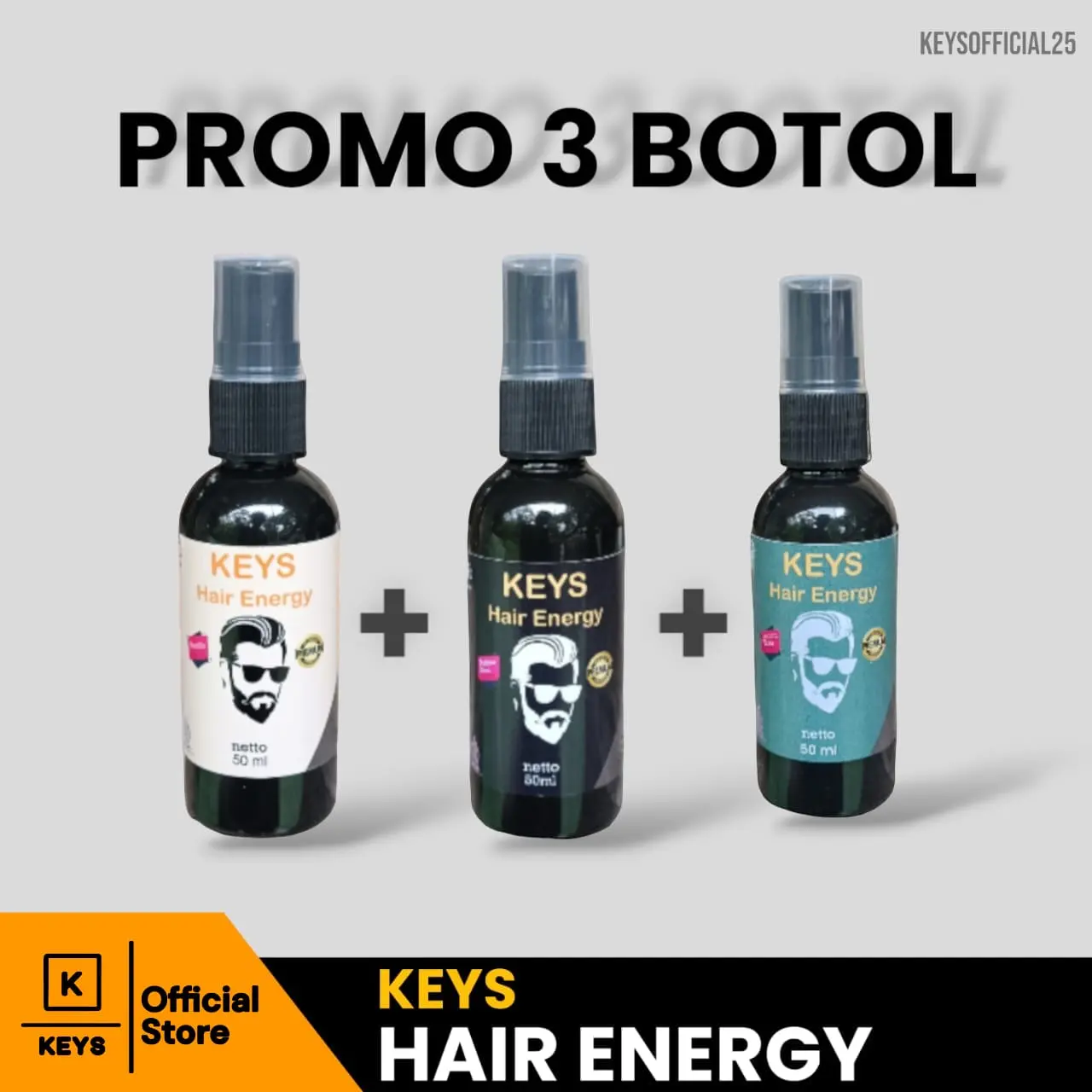 Paket Hemat 3 Botol Minyak Rambut Keys Hair Energy bubble Gum, Vanilla dan Lemon Yuzu 50ML