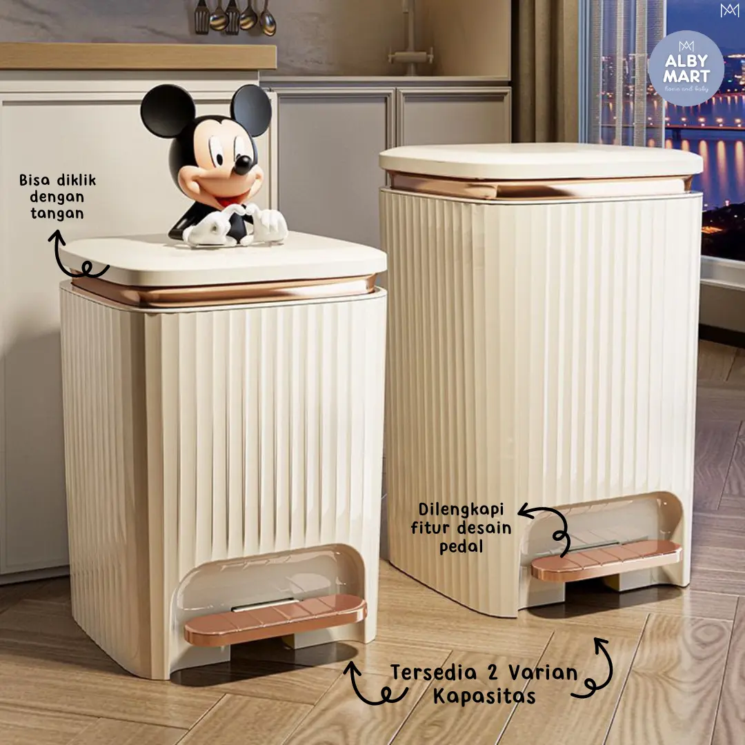 Alby Home - Tempat Sampah Pedal Kaki Trash Can Wadah Sampah Aesthetic