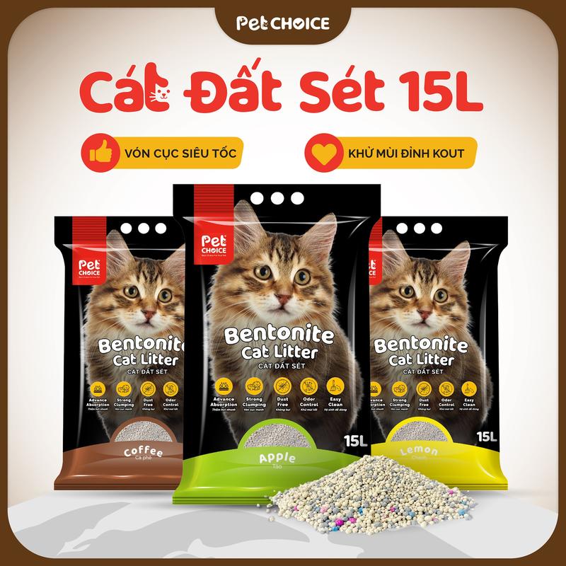 Cát đất sét cho mèo, cát vệ sinh PetChoice cho mèo vón cục tốt, mùi thơm 7.6KG/15L