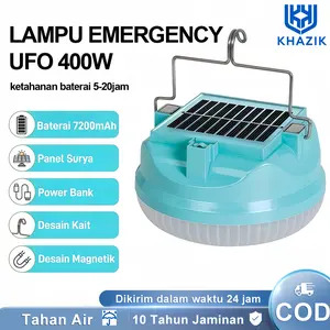 【COD】Lampu LED emergency UFO 400W 500W/solar panel LED/Baterai Real asli 7200mah 8600mah/Lampu emergency 150W 200W gantung lampu taman outdoor lampu tenaga surya khusus mati listrik lampu terang banget Besi/camping lamp