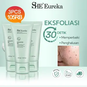 SHE Eureka 3PCS Facial Brightening Exfoliating Gel 50g Ekstrak Chlorella Scrub & Exfoliasi