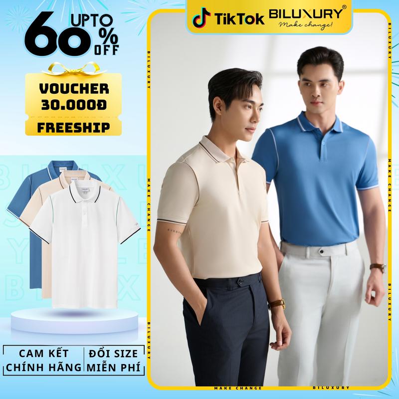 [Hàng Mới 2025] Áo Polo Biluxury Cao Cấp 9APCT014 Họa Tiết Thiết kế tinh tế form ôm vừa người tôn dáng trẻ trung Nam Ngắn Tay Menswear Shirt Có Cổ