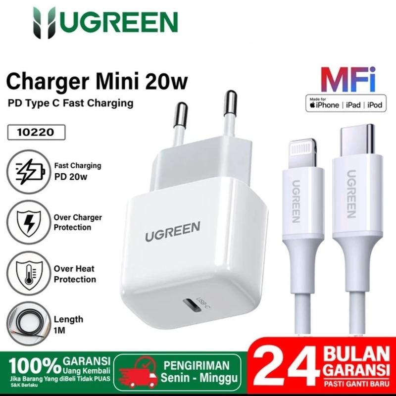 UGREEN CHARGER MINI IPHONE 14 13 12 11 8 X XR XS PRO MAX PD 20W+Kabel MFi 2