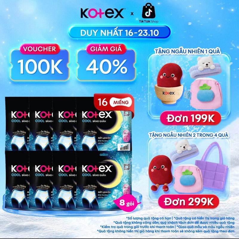 Creator Combo 8 Băng vệ sinh Kotex Dạng Quần Cool cỡ M L 2 Miếng