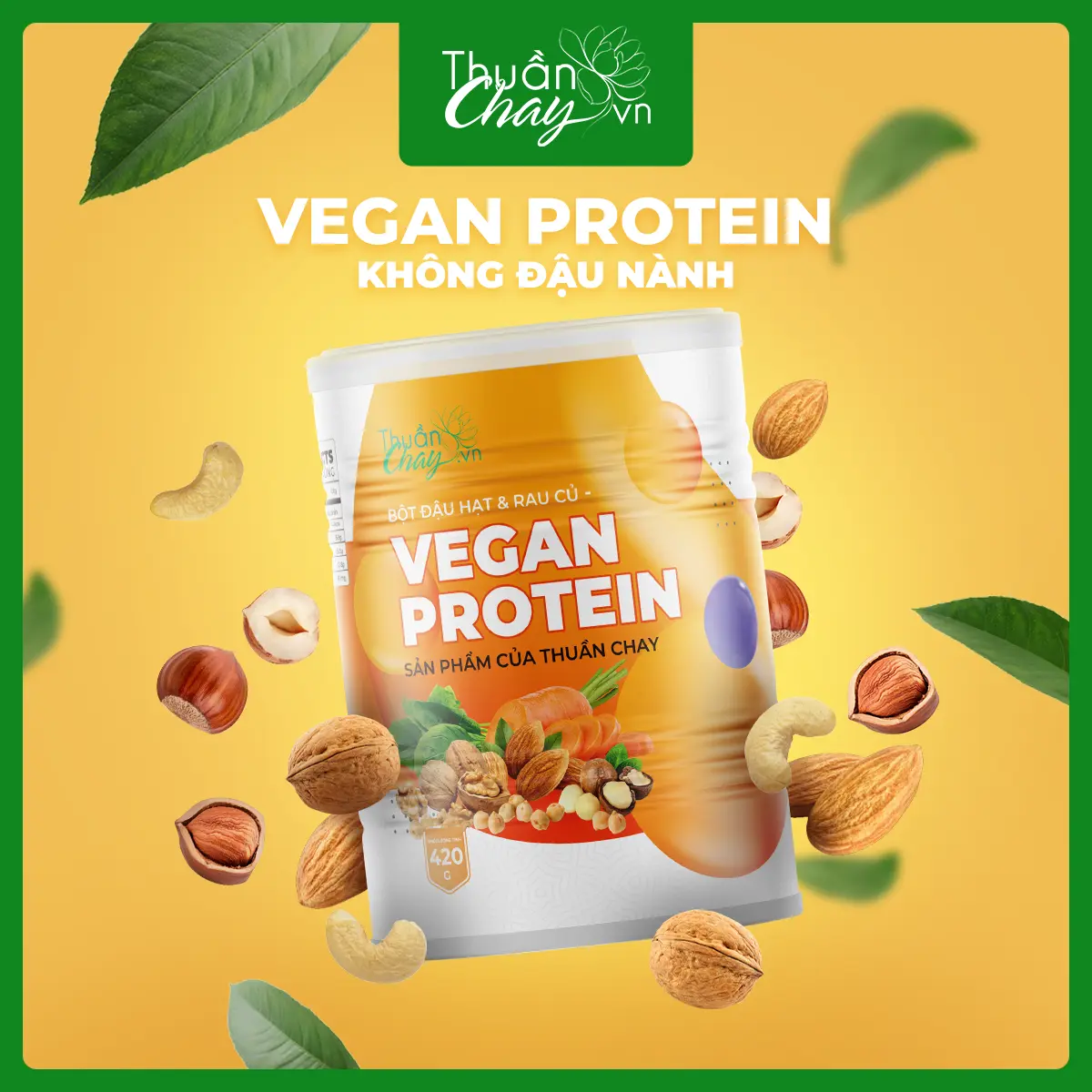 VEGAN PROTEIN 420g - Bột Hạt Ngũ Cốc Đậu Hạt Rau Củ Không Đậu Nành