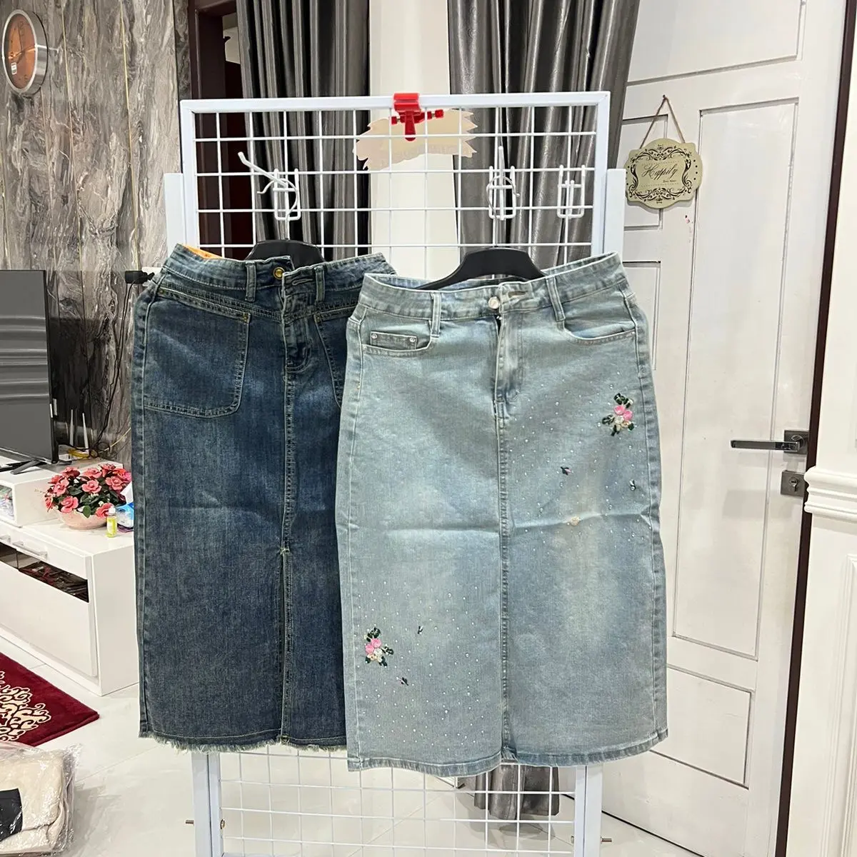 Jeans Span Rok Bawahan Wanita Premium BKK - Panjang - Linen