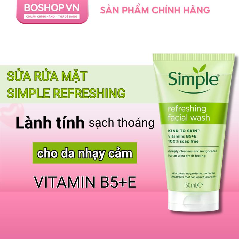 Combo sữa rửa mặt Simple sạch thoáng 150ml + tẩy tế bào chết Simple cho da nhạy…
