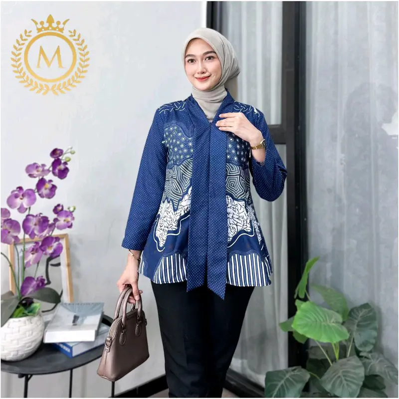 0ATASAN BATIK WANITA MODERN BAJU BATIK KANTOR WANITA COUPLE BATIK NEW HEM BLUS BLOUSE TRENDING INTERNATIONAL COUPLE SERAGAM TERLARIS - Katun 1