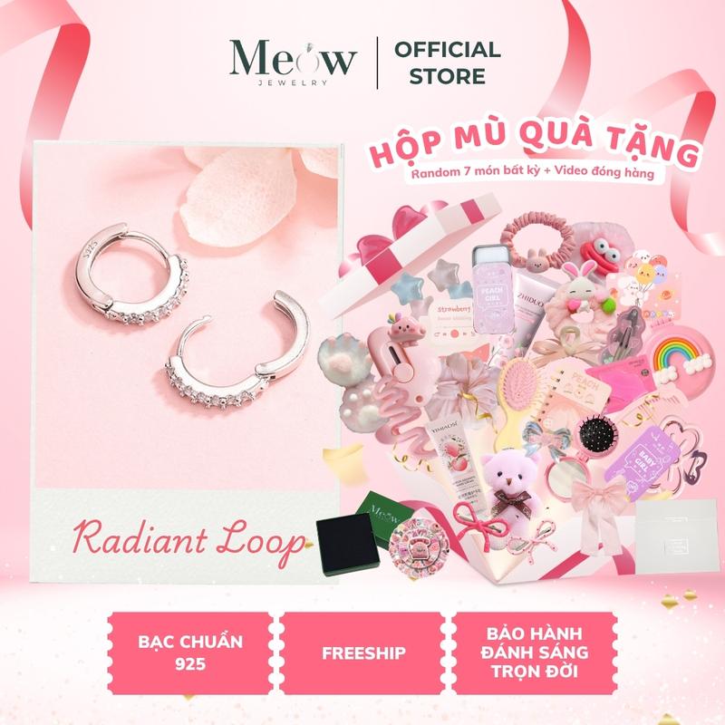 Khuyên tai bạc nữ RADIANT LOOP khuyên bấm vòng tròn đính đá nhiều size MEOW JEWELRY - MKT05