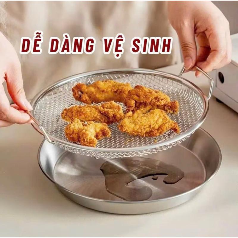 Bộ Khay Kèm Vỉ Lưới lọc dầu chất liệu inox đường kính 20cm - 22cm, phù hợp sử…