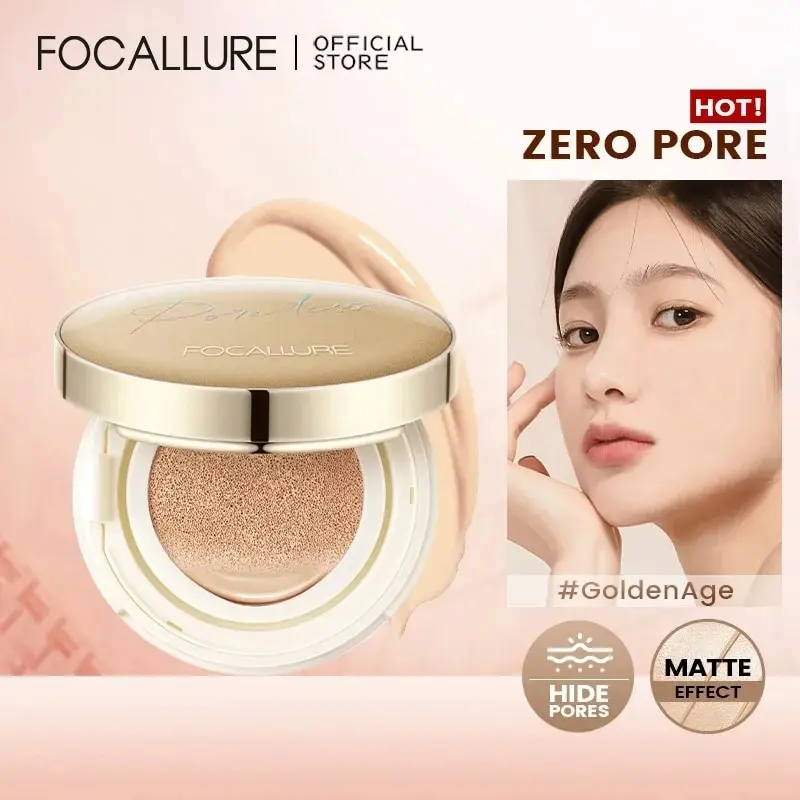 Kem BB Nhẹ Không Lỗ Chân Lông Đệm Khí, FOCALLURE, 4 Màu Có Sẵn, Không Thấm Nước, Lâu Trôi, Làm Sáng Khuôn Mặt, Kem Che Khuyết Điểm, Kem Kem Nền Lì Mỹ Phẩm Kèm Bông Phấn Nữ Trang Điểm Cosmetic Women 0