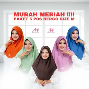 (PAKET 5PCS) BISA PILIH WARNA!!! HIJAB BERGO HAMIDAH BAHAN KOREAN JERSEY ADEM